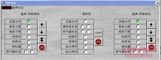 渣庫設備的控制和狀態顯示