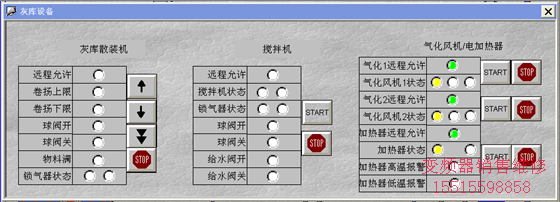 灰庫設備的控制和狀態顯示